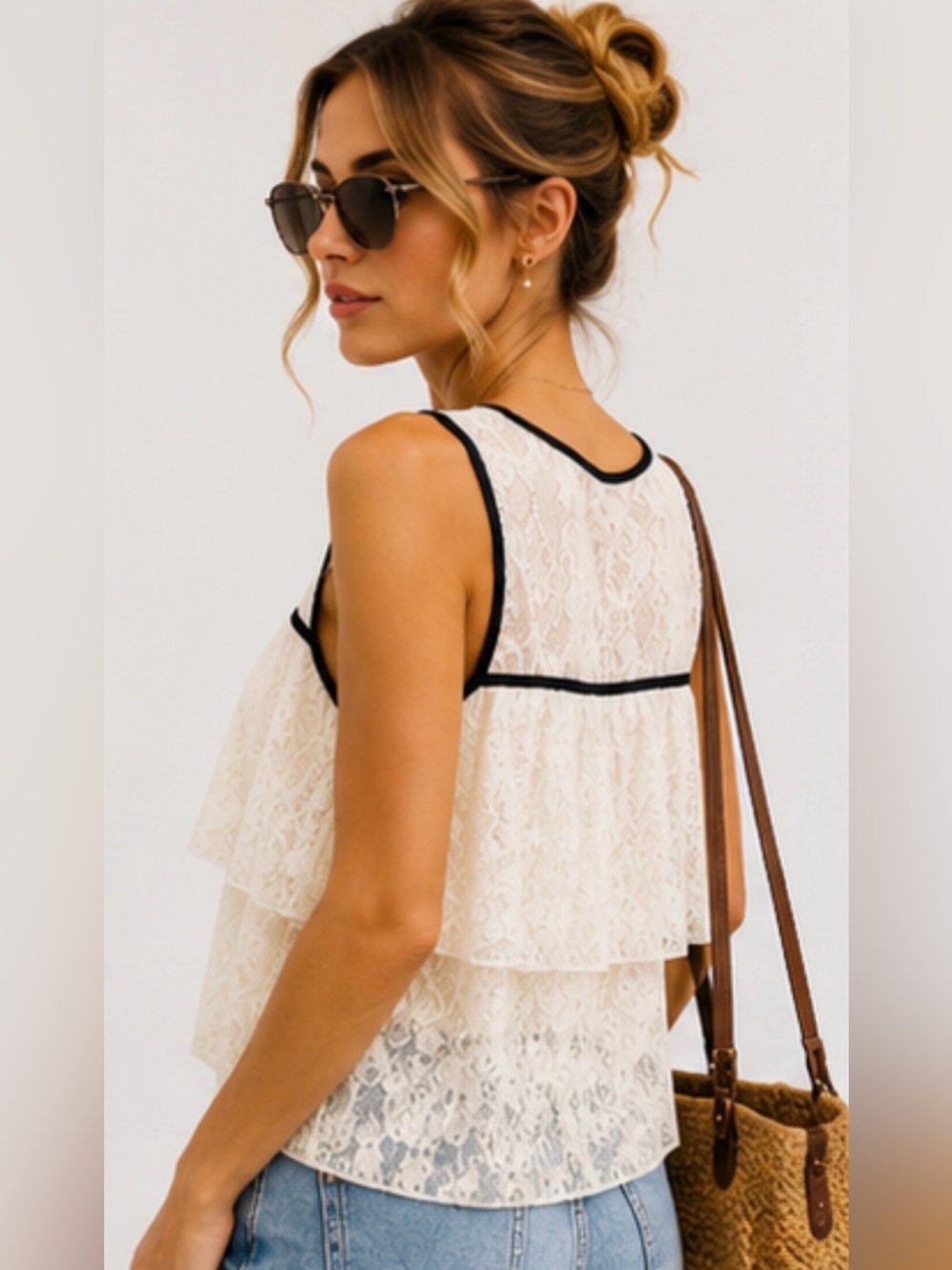 Eddie & Maddie Ivory Lace Ruffle Tank Top | NWOT - Picture 6 of 16